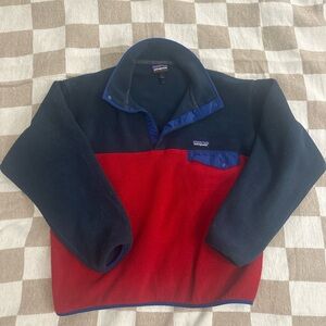 Patagonia 1/4 Button Fleece Pullover Synchilla Sweater Blue Red, Mens Size L